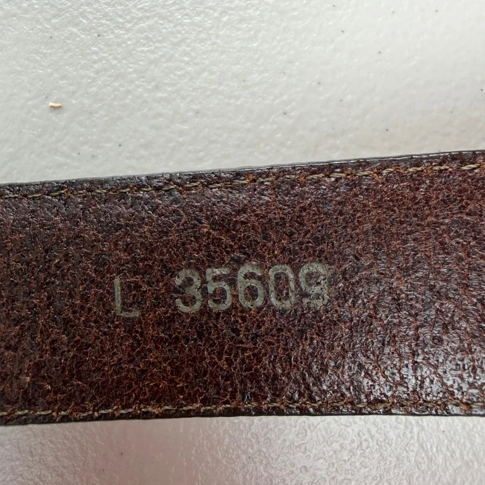 Brighton Brown Leather Belt Silver Tone Rope Keeper Vintage 1995 L 35609 Size 36